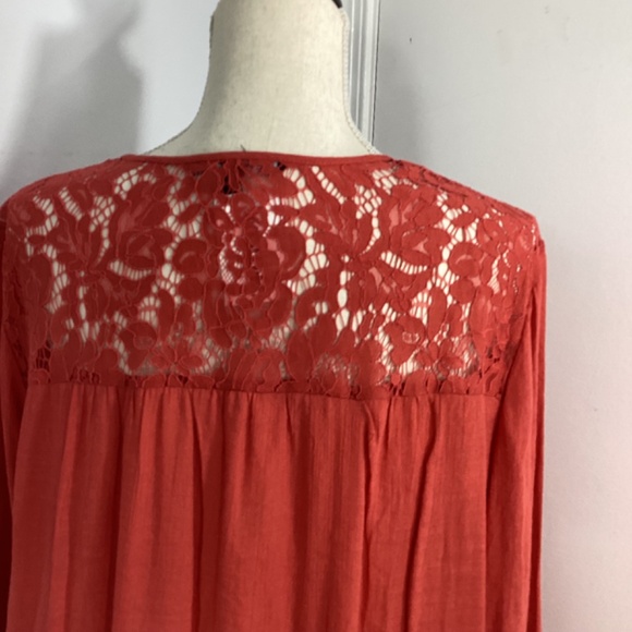 NWT ZAC & RACHEL  PLUS 2X BOHO TRAPEZE SWING TERRACOTTA BLOUSE TUNIC LACE… - Picture 5 of 14